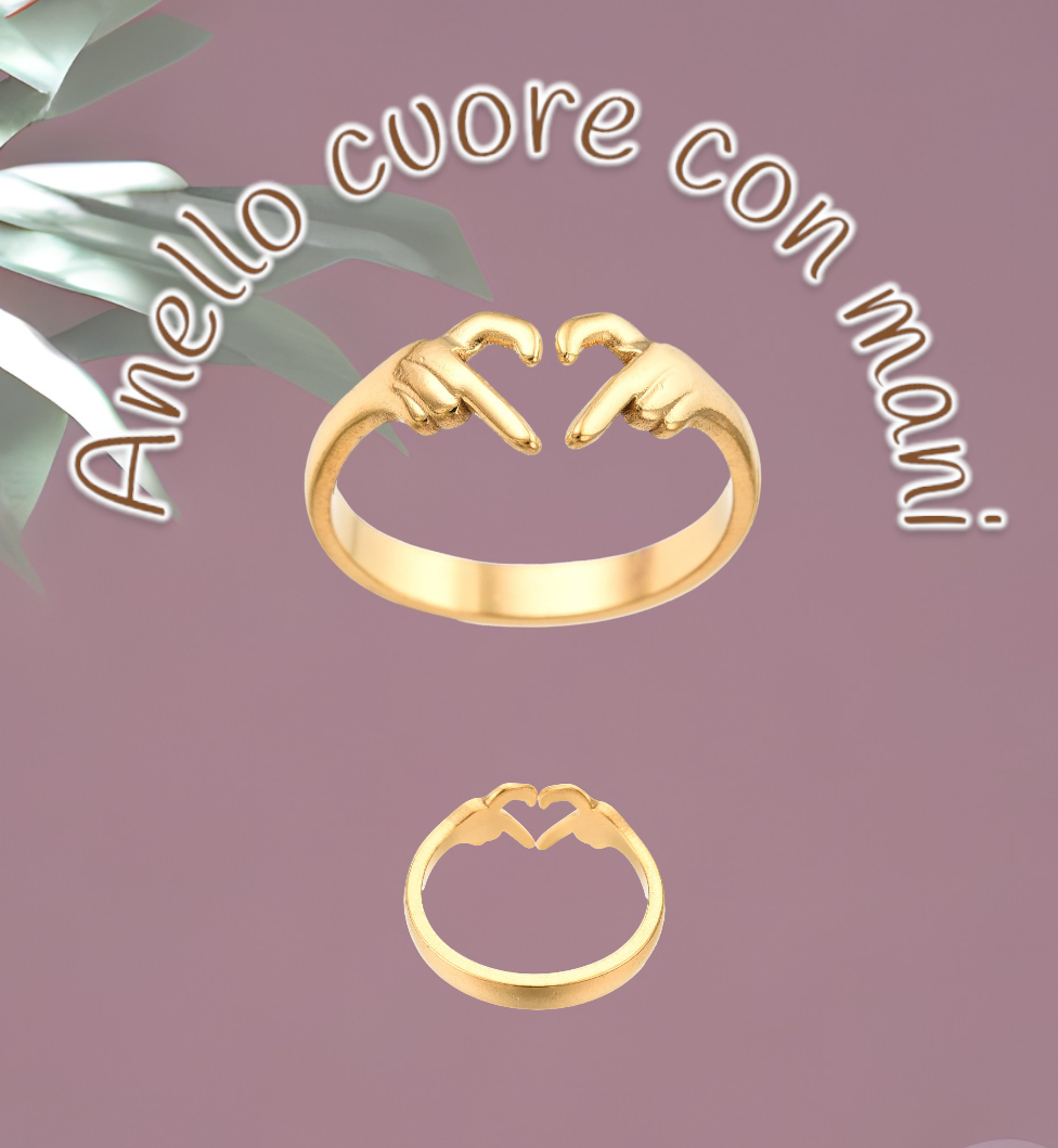 Anello cuore con mani