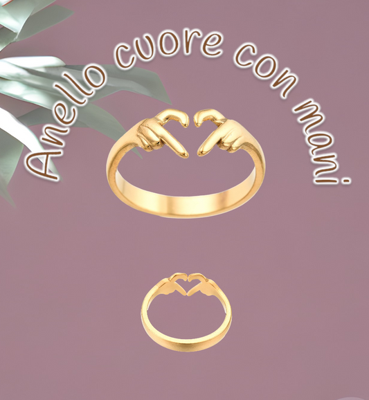 Anello cuore con mani