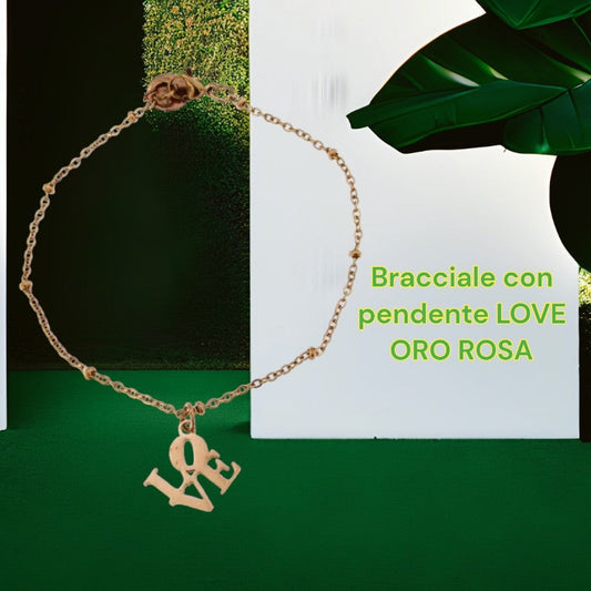 Bracciale con pendente Love oro rosa