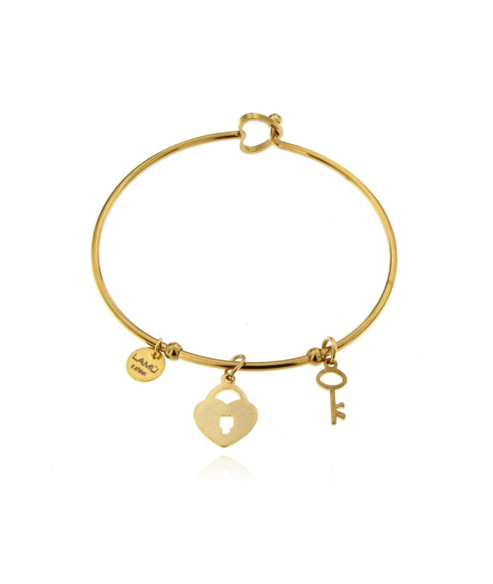 Bracciale cuore a lucchetto e chiave