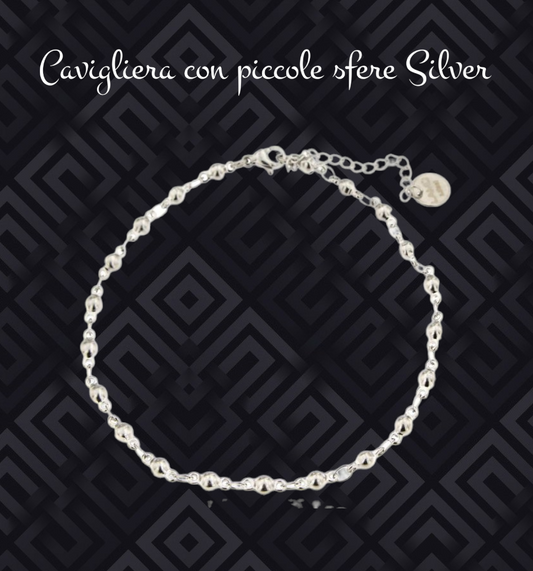 Cavigliera con piccole sfere silver